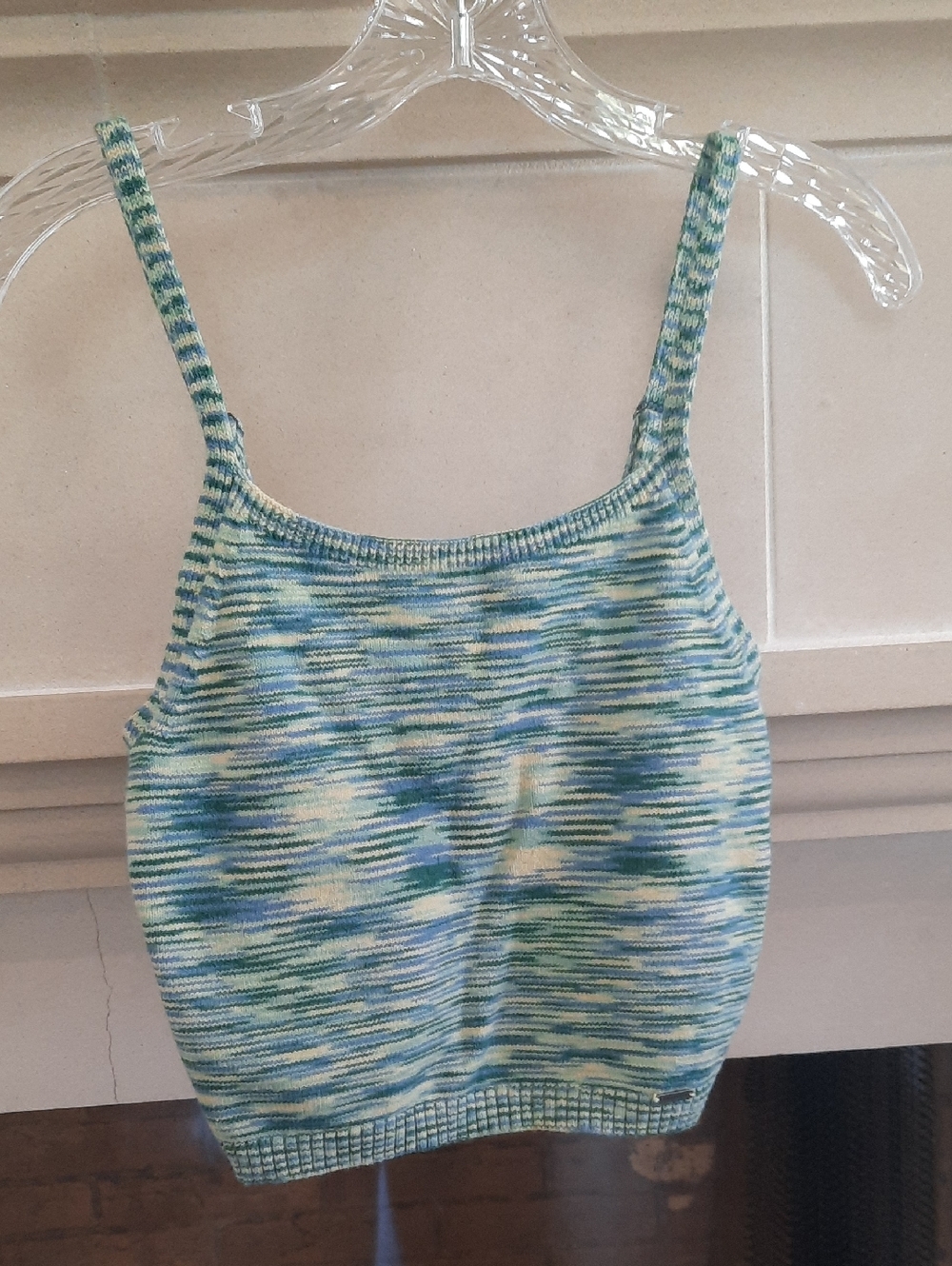 Sleeveless Knit Tank Top in Blue-Green Space Dye